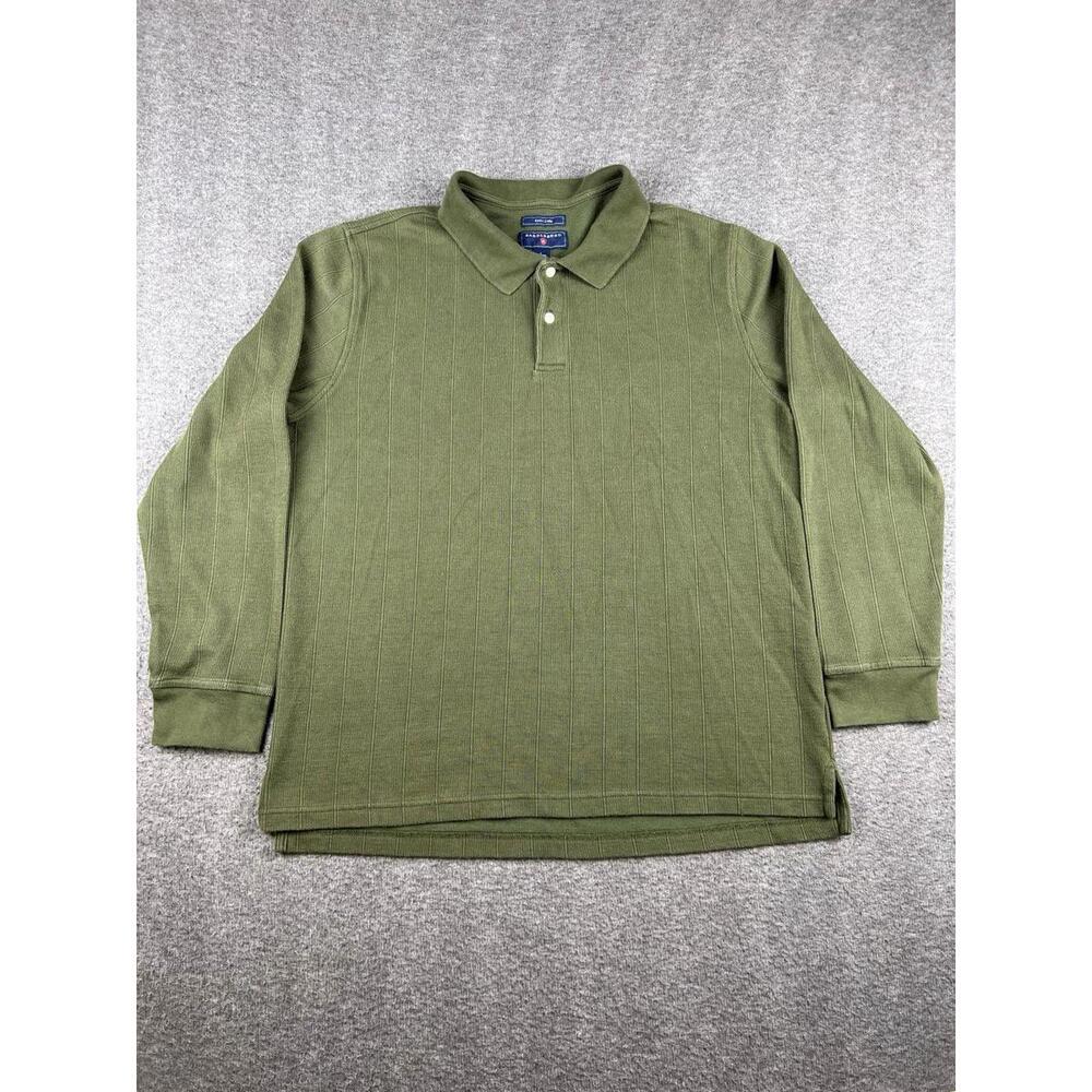 Saddlebred Men's Long Sleeve Polo Shirt‎ Olive Green Size Large
